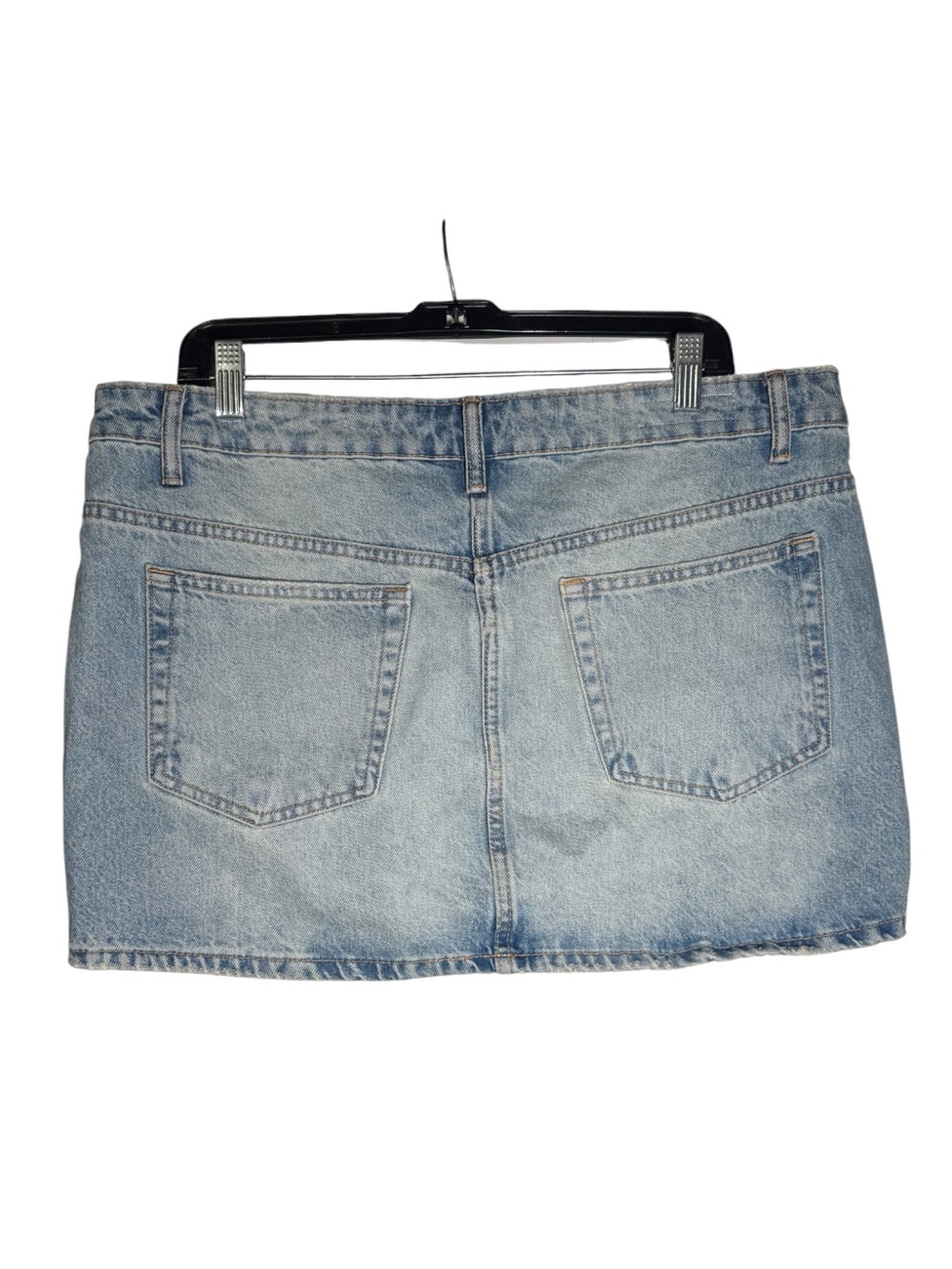 Zara Mini Denim Skirt Asymmetric Light Blue Wash Size XL NWT Pockets - Picture 2 of 8
